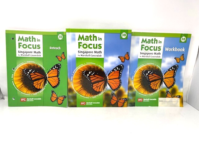 Set of 3 Math In Focus 3B Textbook Workbook Reteach Singapore Math Cavendish