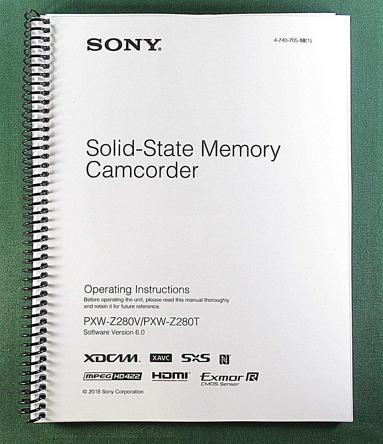 Sony PXW-Z280V / PXW-Z280T Instruction Manual: 190 Pages & Protective Covers!
