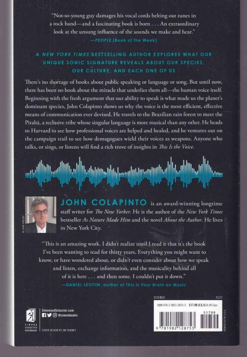 THIS IS THE VOICE by John Colapinto (2022 Trade Paperback){G5}