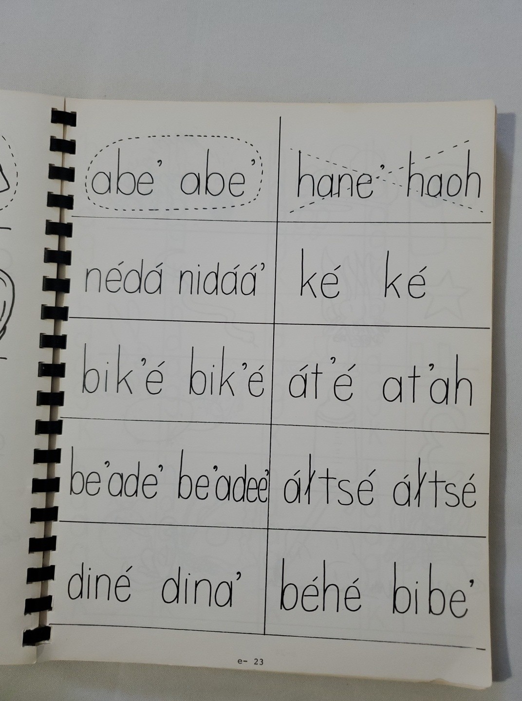 Vintage 1973 Navajo Vowels Workbook Diné Language Study Practice Word Letter
