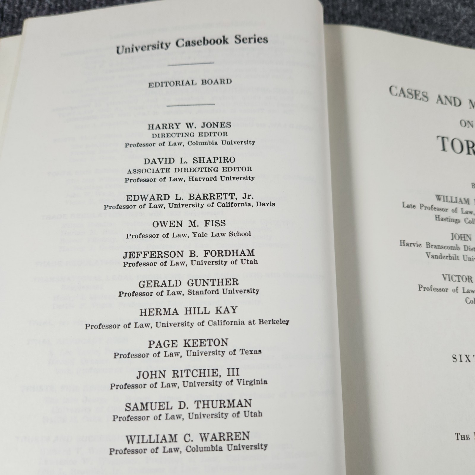 Torts Cases and Materials Prosser Smith Schwartz University Casebook Series 1976