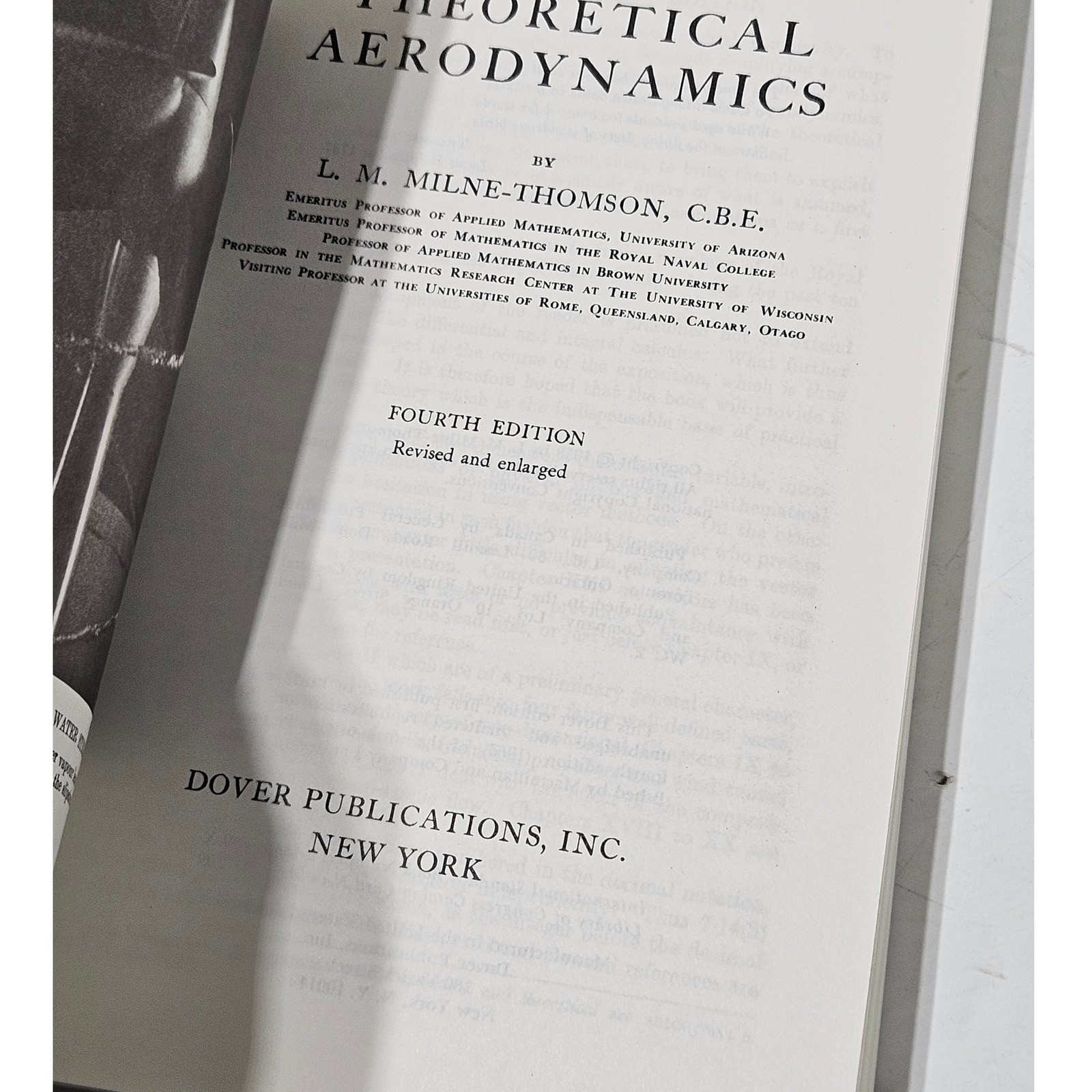 Theoretical Aerodynamics L.M. Milne Thomson Engineering Physics Book