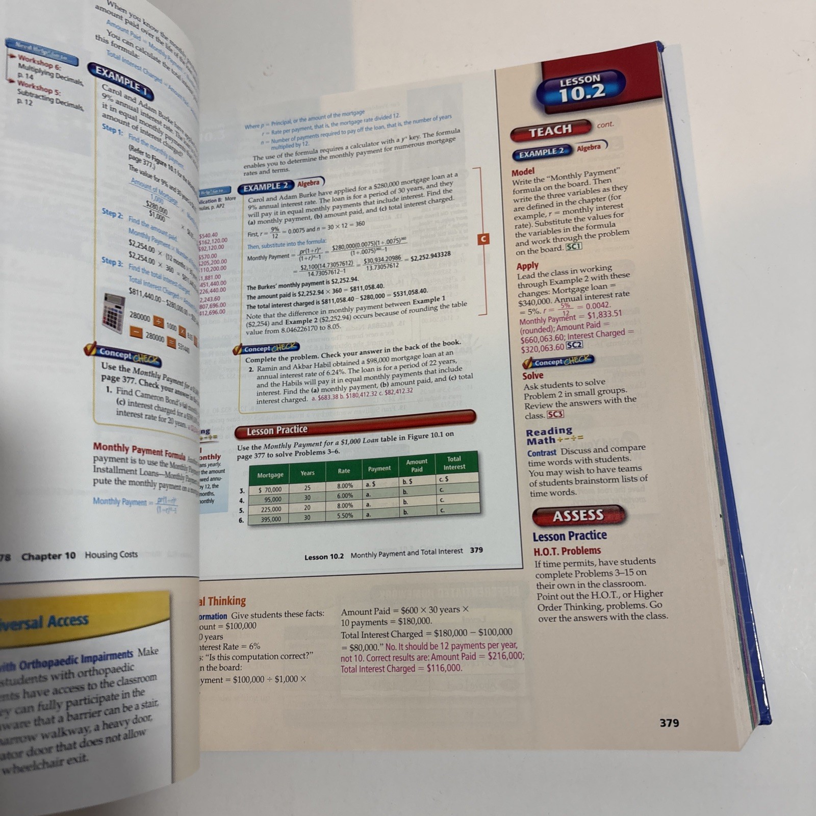 Mathematics for Business and Personal Finance, Teacher Wraparound Edition