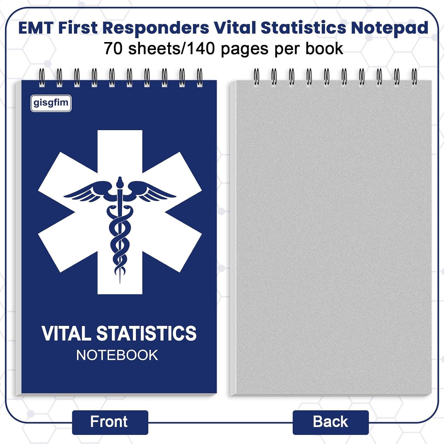 EMT First Responders Vital Statistics Notepad – 4 Pack Medical Notebook 70 Sheet