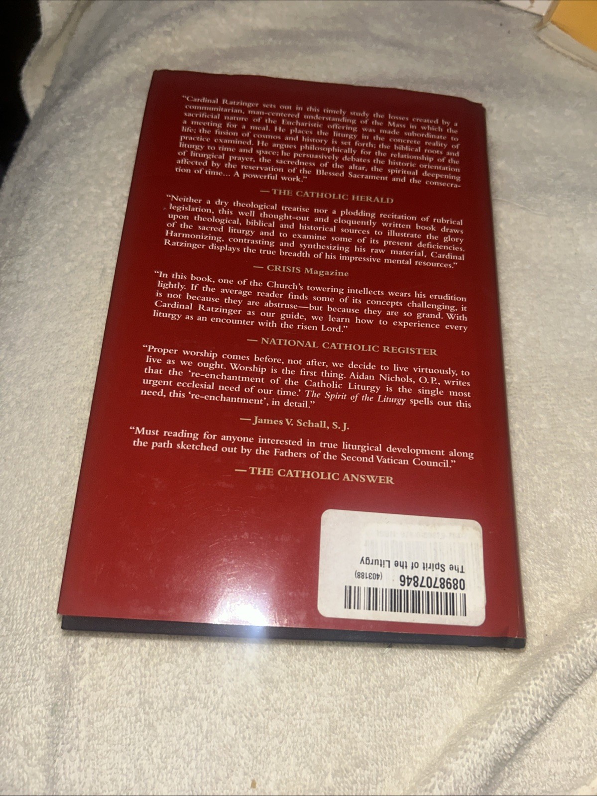 The Spirit of the Liturgy, Ratzinger, Joseph Cardinal, 9780898707847
