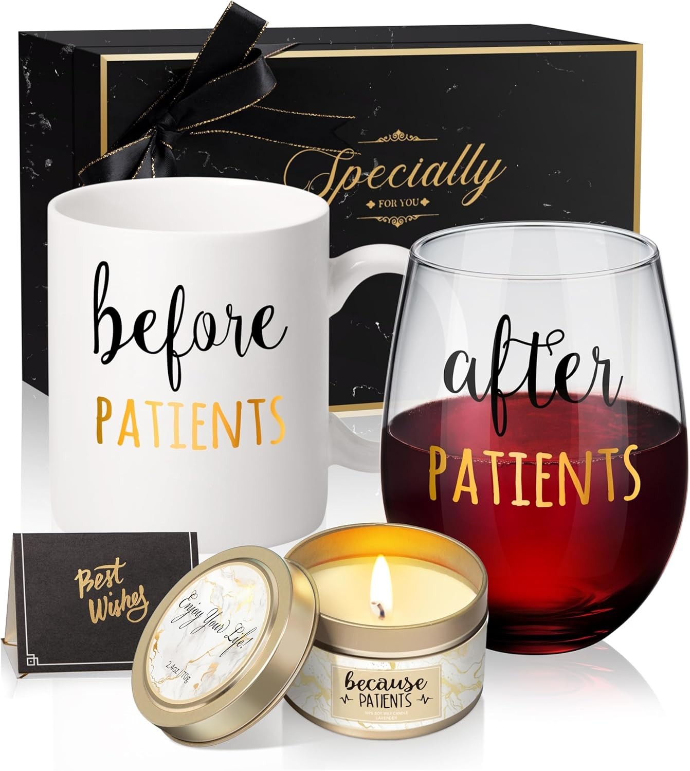 Before & After Patients 11oz Coffee Mug & 18oz Stemless Wine Glass Set – Nurs…