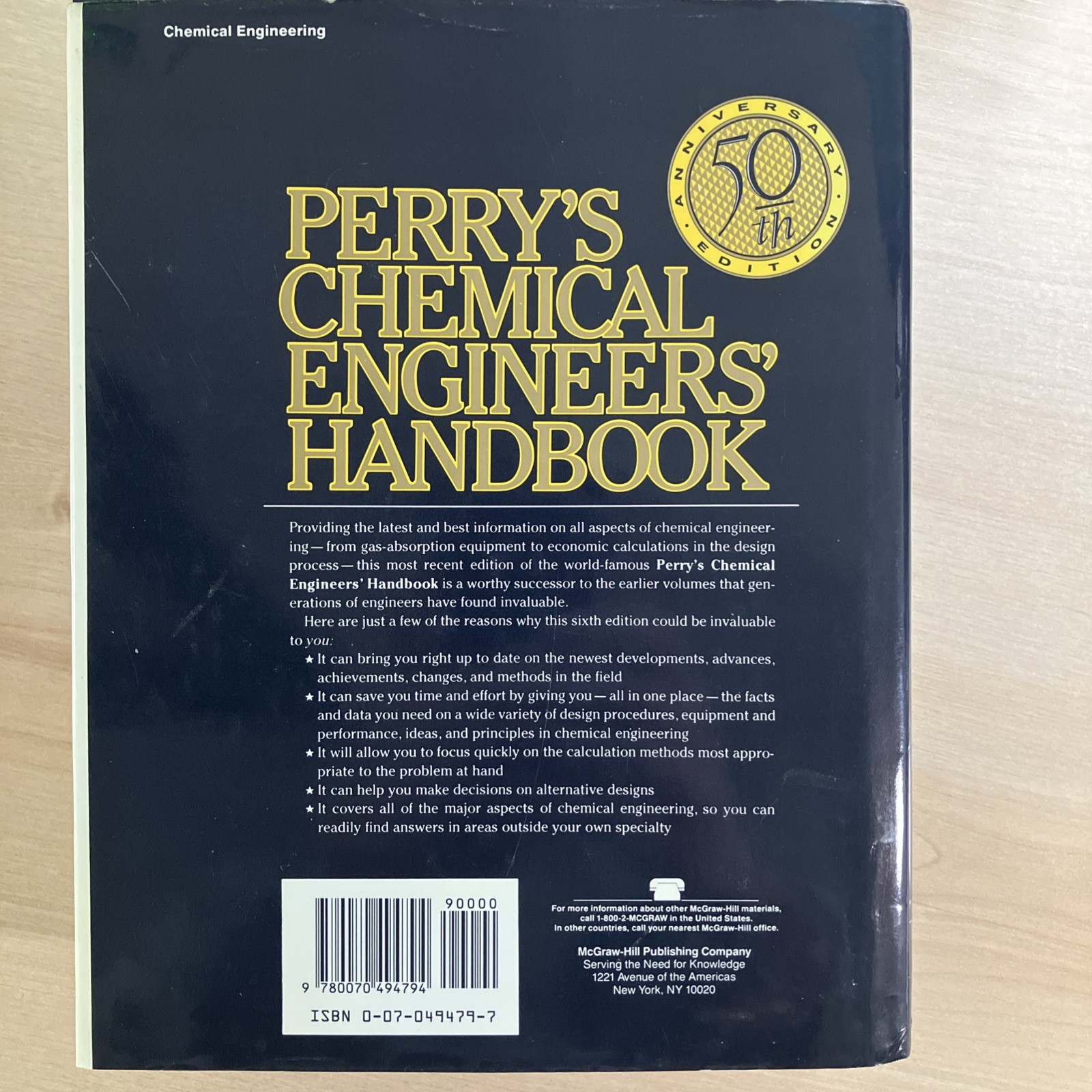 Perry’s Chemical Engineers’ Handbook sixth edition hardback