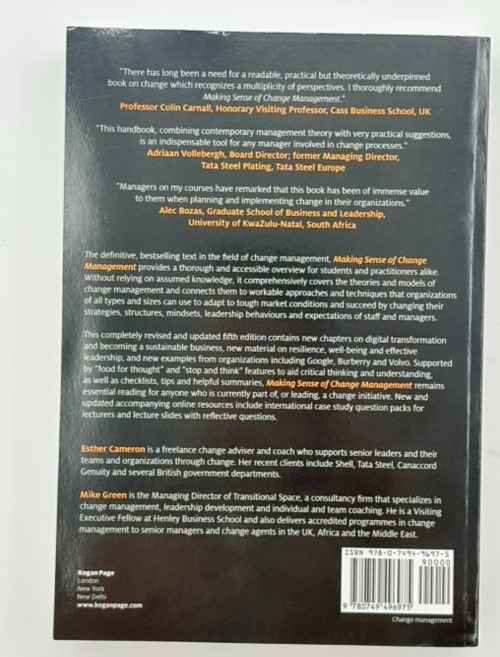 Making Sense of Change Management. 5th E. Cameron/Green. Paperback