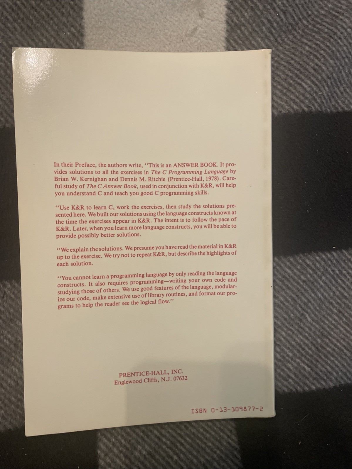 THE C ANSWER BOOK By Clovis L. Tondo Scott E. Gimpel S. Gimpe EXCELLENT COND