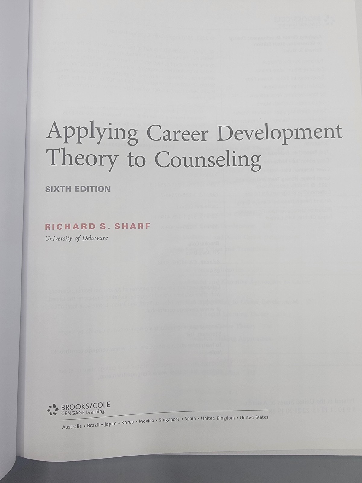 Applying Career Development Theory to – Hardcover, by Sharf Richard S.