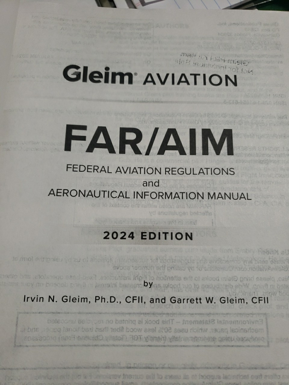 Gleim Aviation FAR/AIM – 2024 Edition by IRVIN N. GLEIM & GARRETT W. GLEIM