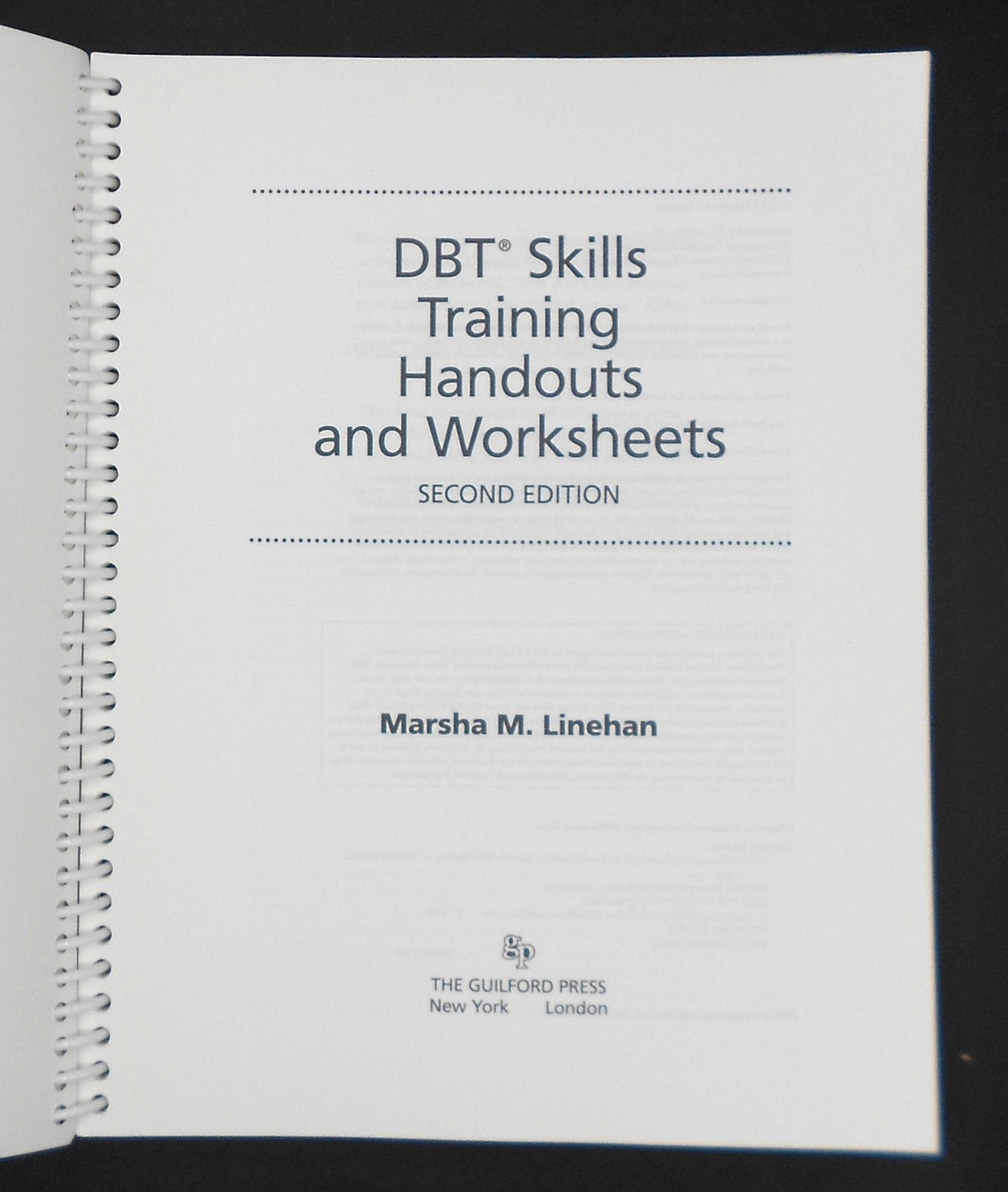 DBT SKILLS TRAINING HANDOUTS & WORKSHEETS 2nd ED by LINEHAN 2015 SPIRAL PB VG