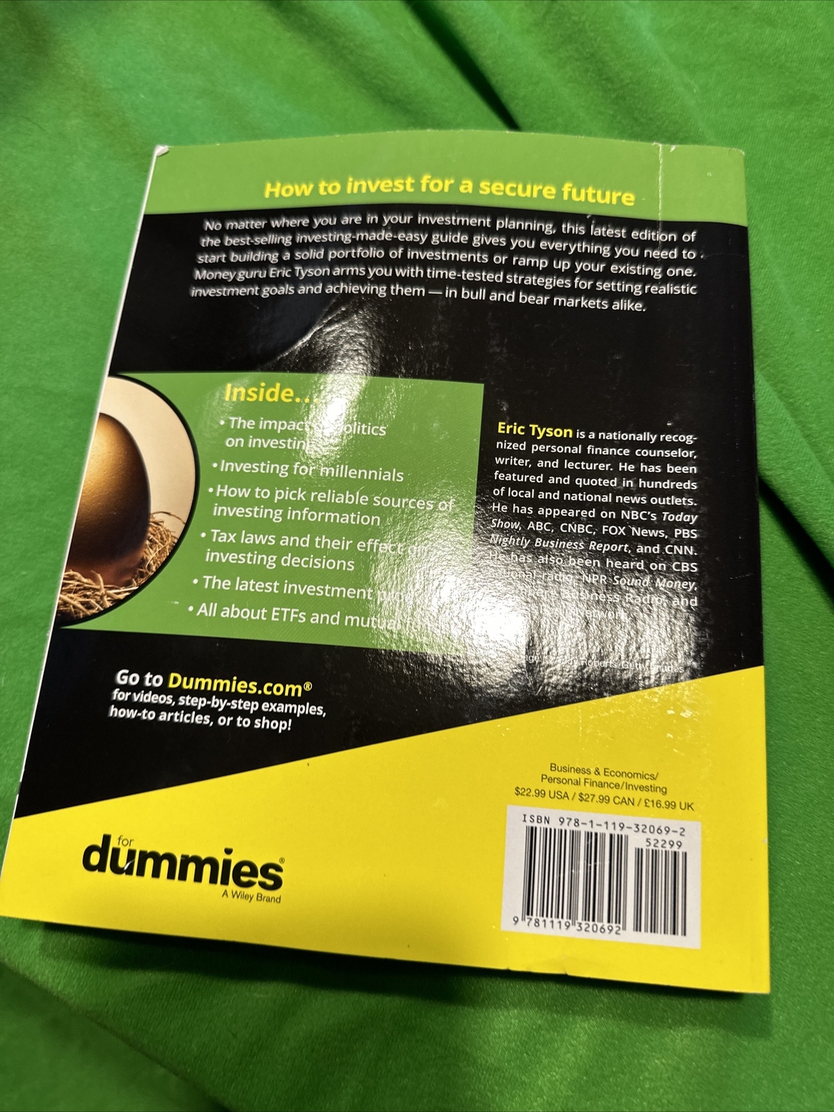 Investing for Dummies by Eric Tyson (2017, Trade Paperback)