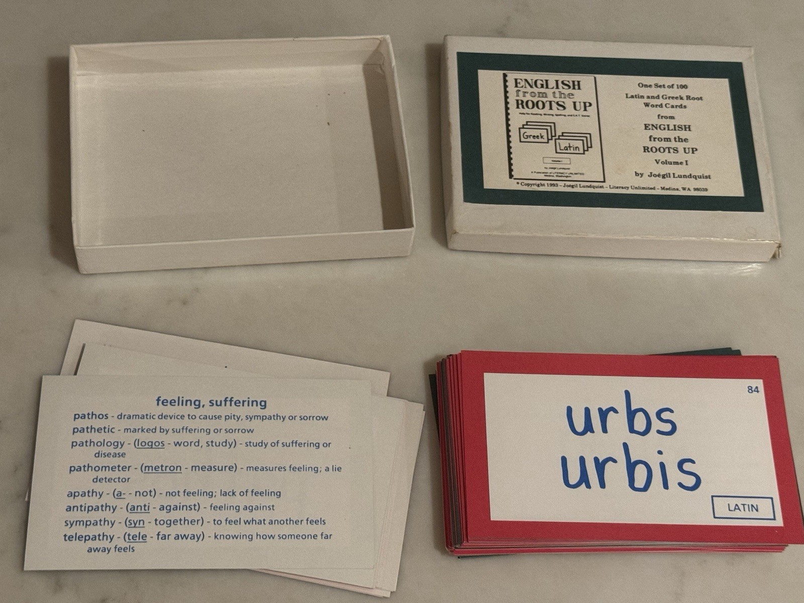 ENGLISH FROM THE ROOTS UP Vol 1 Greek – Latin by Lundquist Cards 1993 Complete