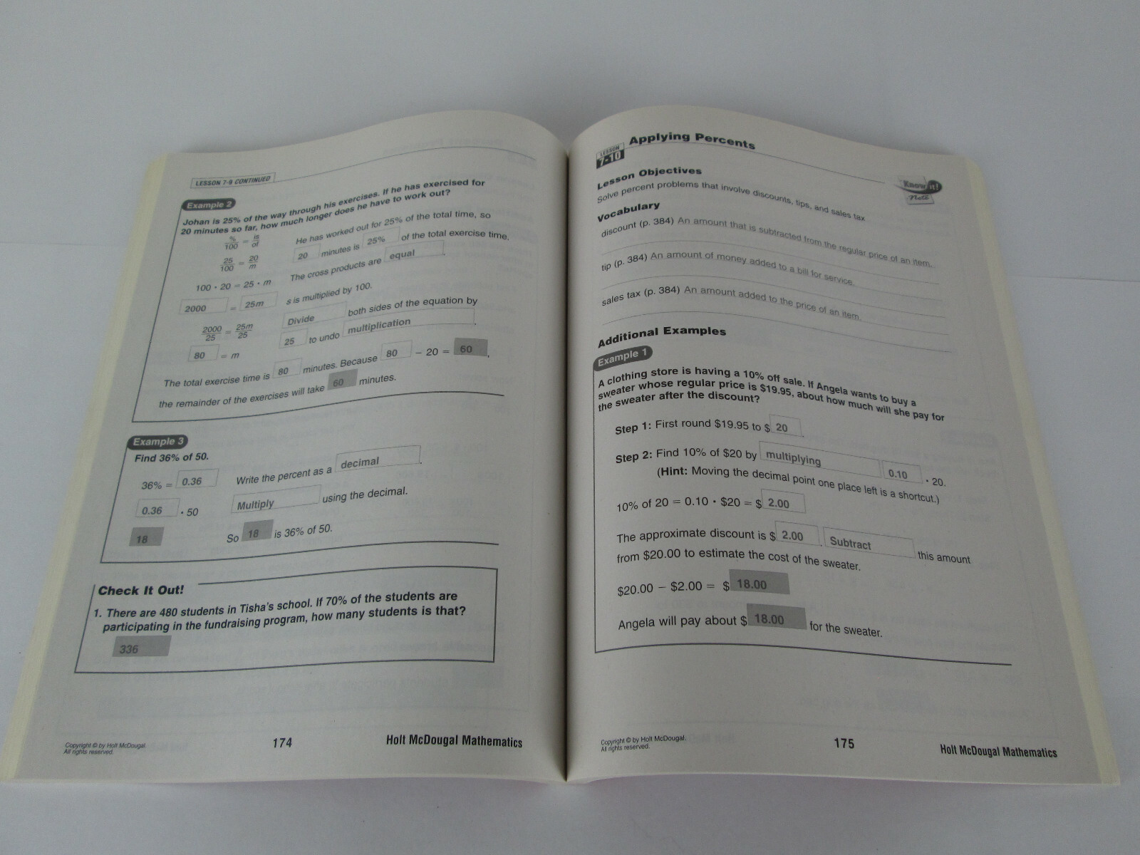 Holt McDougal Mathematics Course 1 Know-It Notebook Teacher’s Guide Book