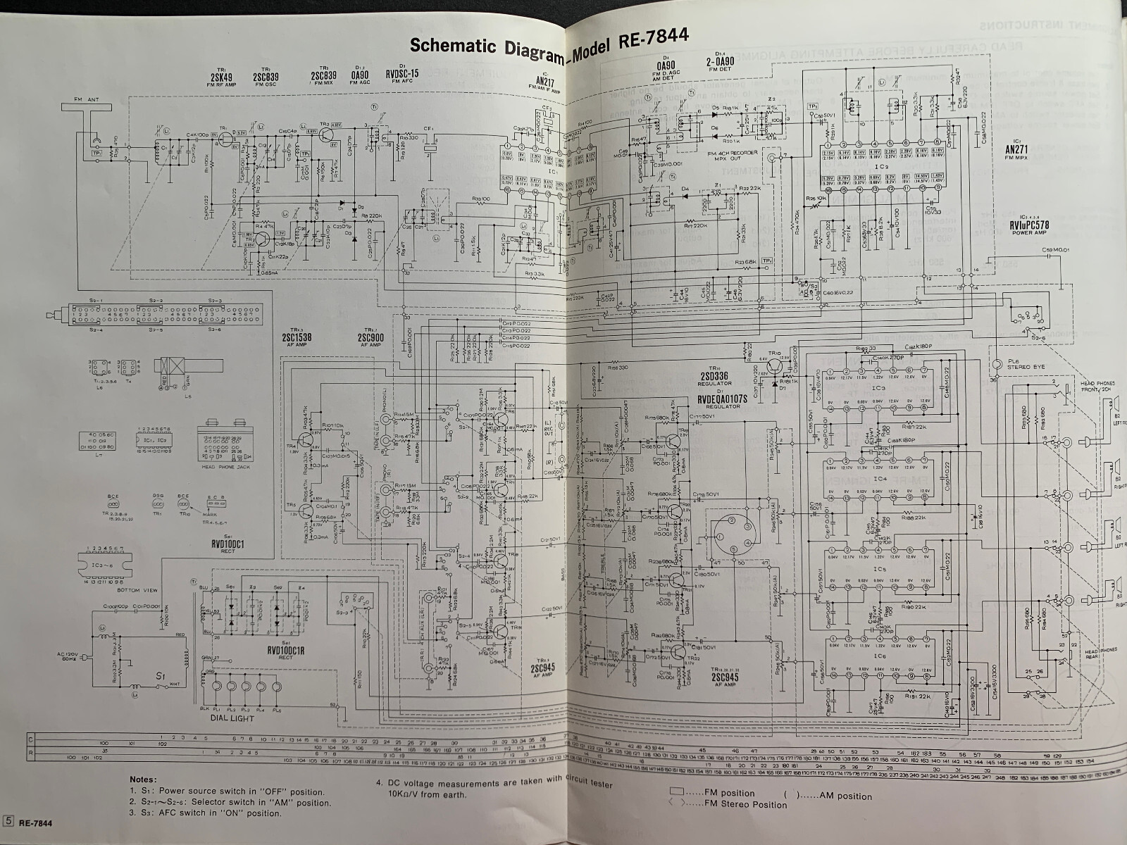Panasonic RE-7844 FM-AM 4-Channel Amplifier ORIGINAL Service Manual