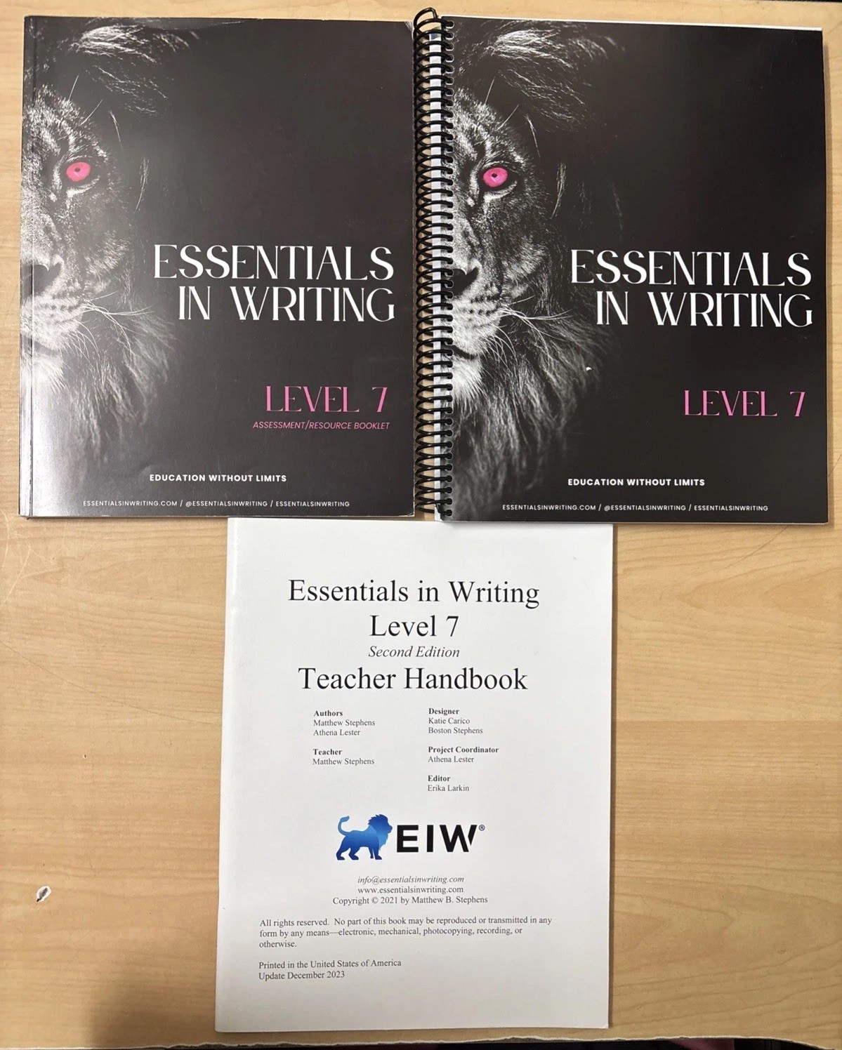 Lot 3 EIW Essentials in Writing Level 7 Assessment Student Book Teacher Handbook