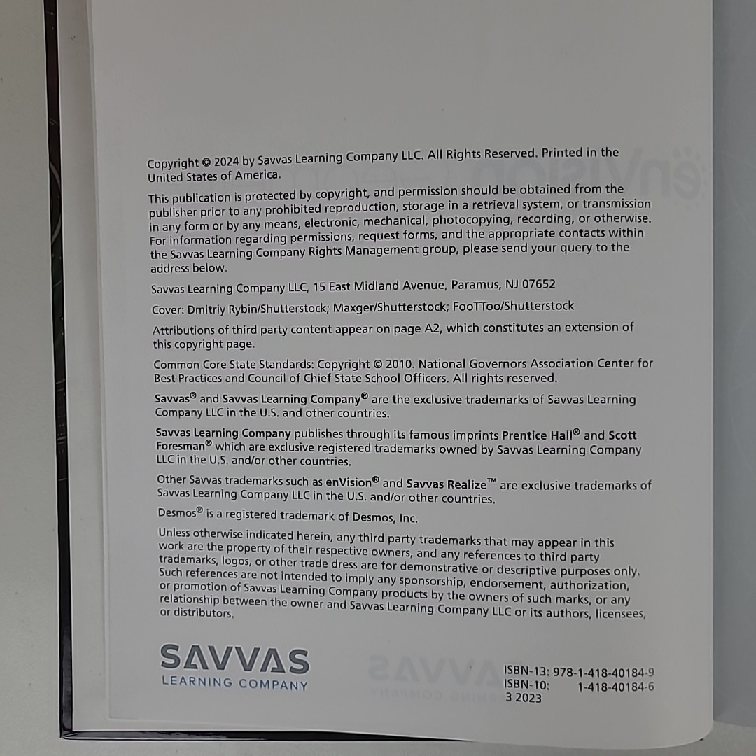 Envision Geometry Savvas Common Core Textbook 2024 Student Edition & Companion