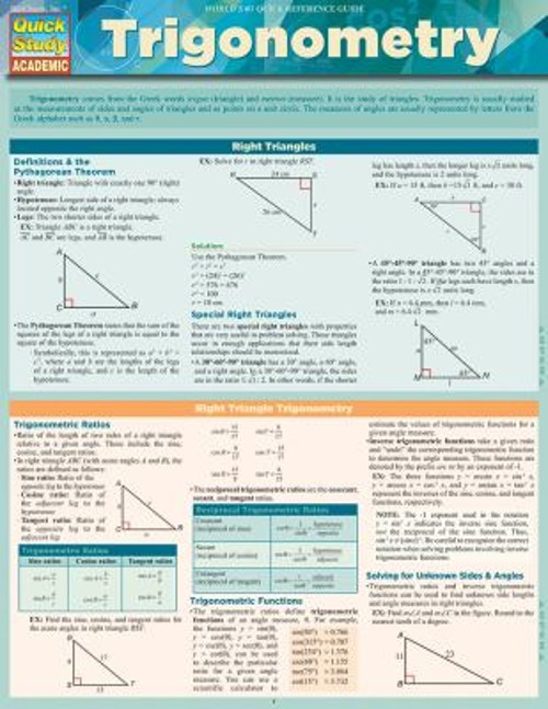 Trigonometry : QuickStudy Laminated Reference Guide ExpoLog LLC