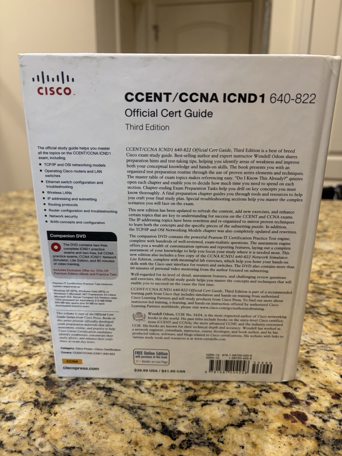 CCENT/CCNA ICND1 640-822 Official Cert Guide (3rd Edition) – VERY GOOD