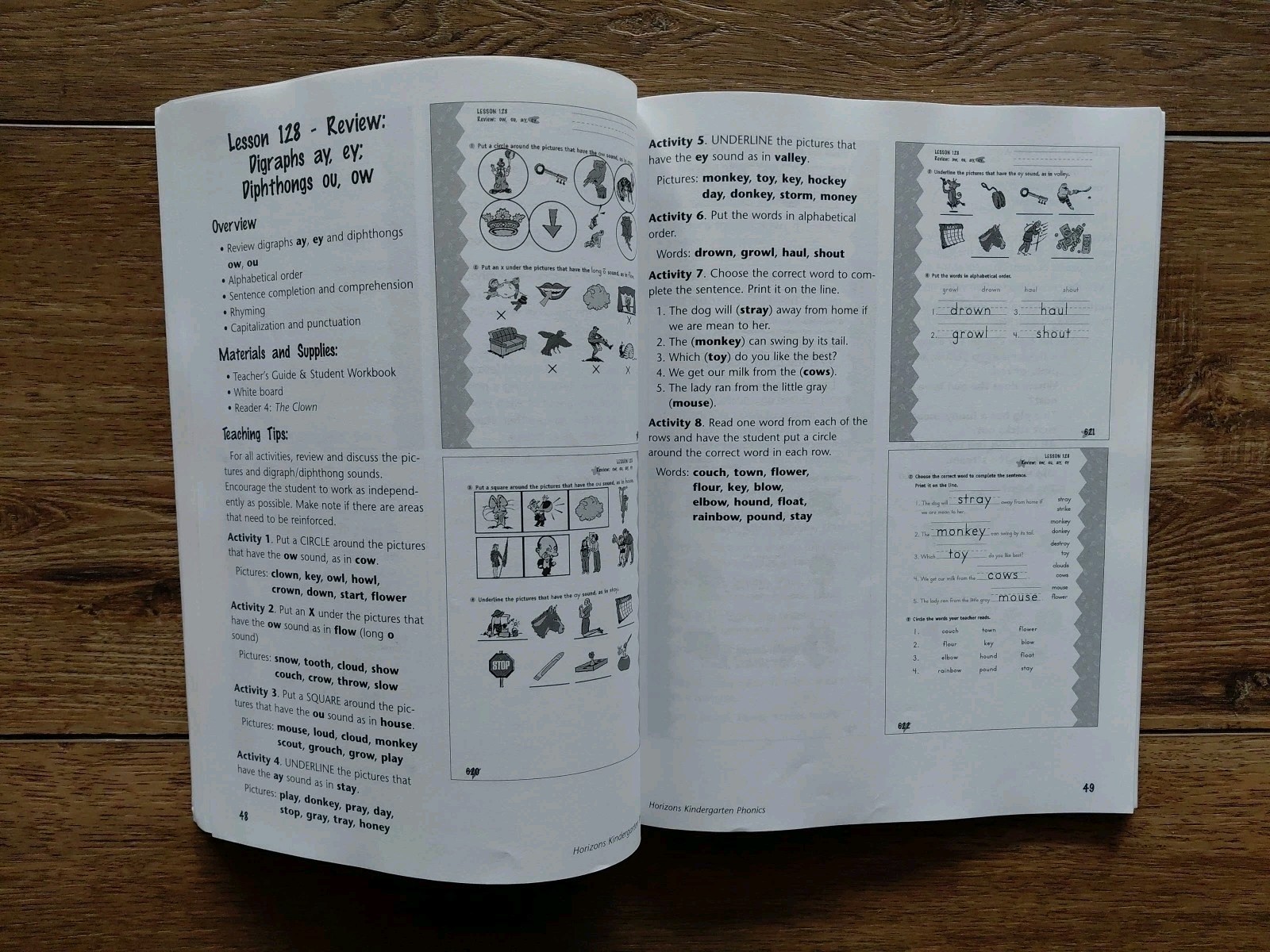 Horizons Phonics & Reading Teachers Guides 1,2,3,4 K Alpha Omega Homeschool ED5