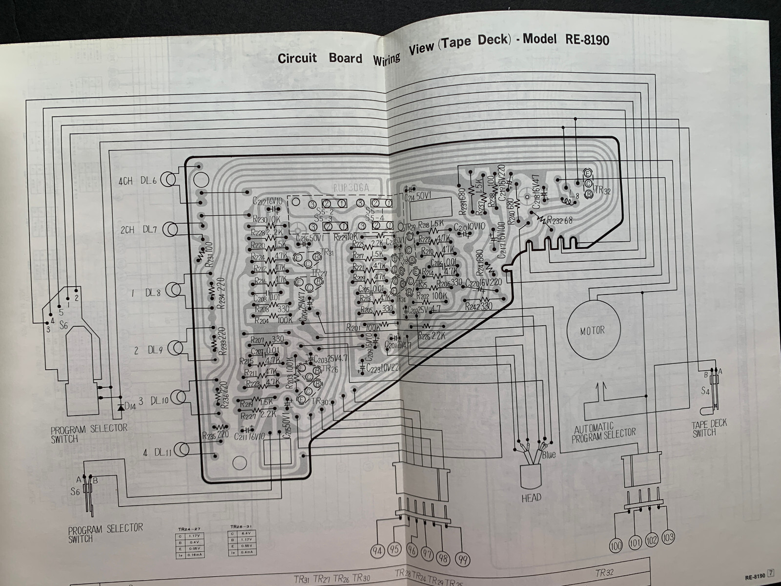 Panasonic RE-8190 FM/AM Quadraphonic 4-Channel 8-Track ORIGINAL Service Manual