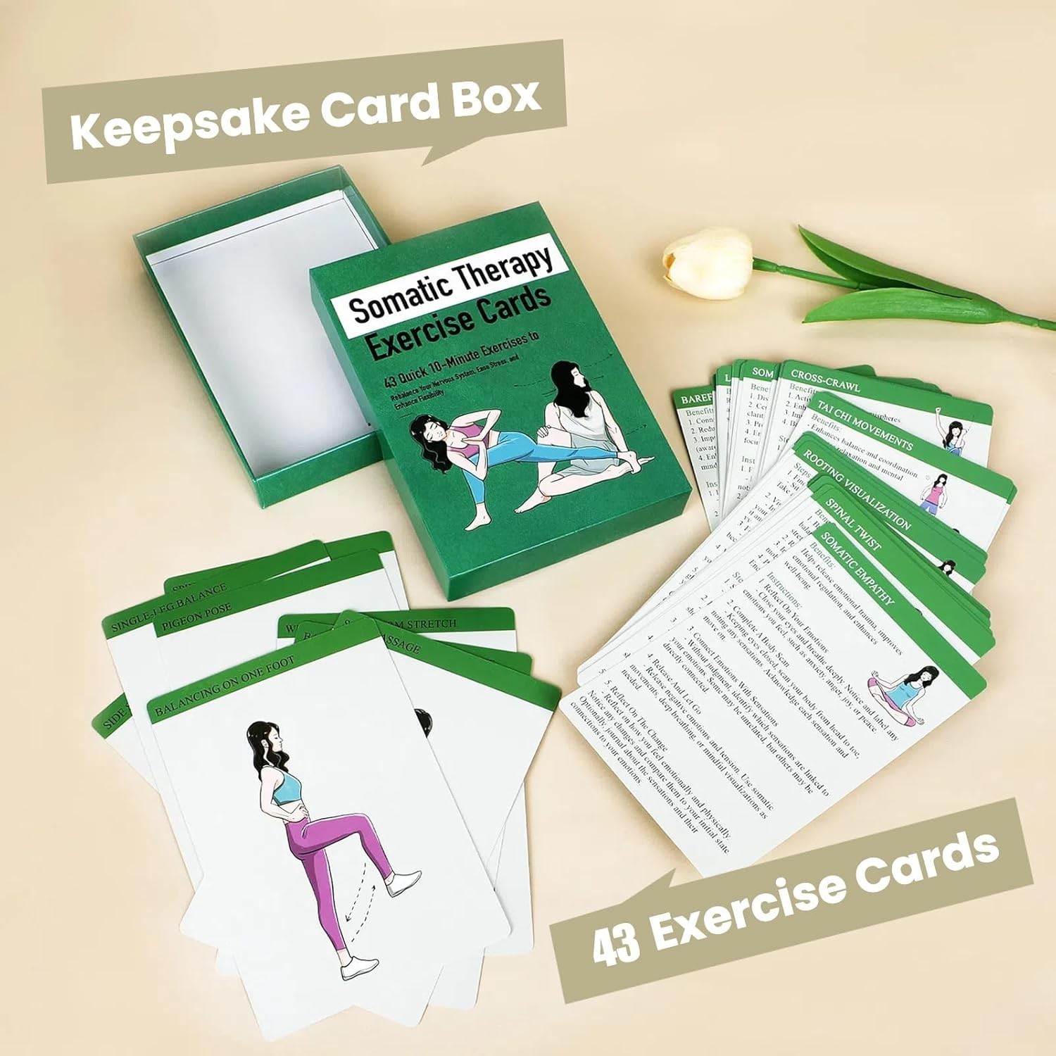 GiftNest Somatic Therapy Exercise Cards – 43 Quick Exercises for Stress Relief