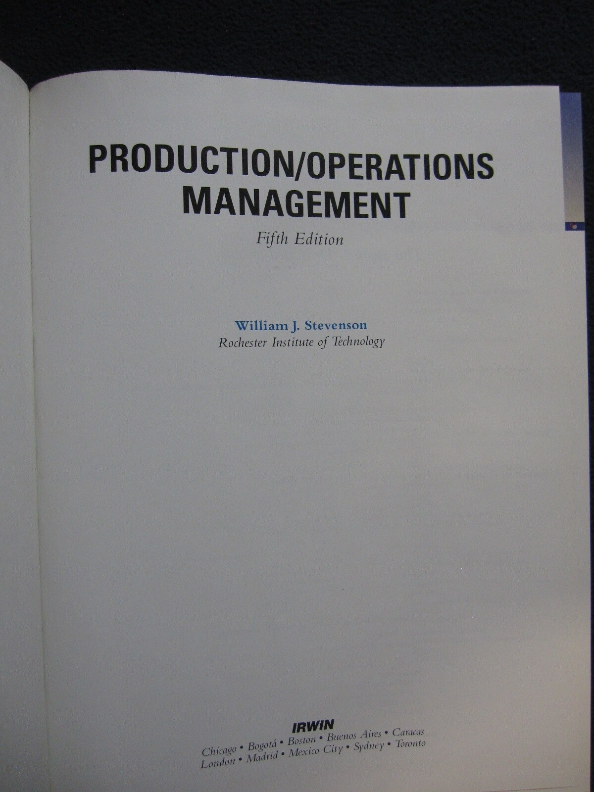 Production/Operations Management (Irwin Series) William J. Stevenson