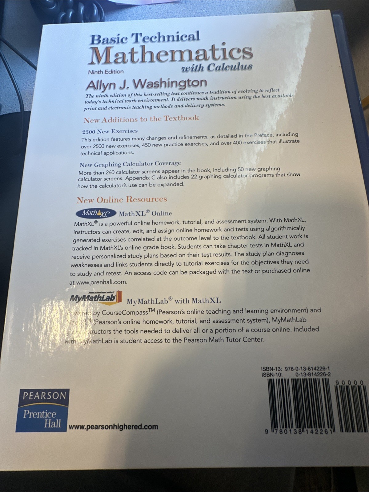 Basic Technical Mathematics with Calculus by Allyn J. Washington (2008, Trade…
