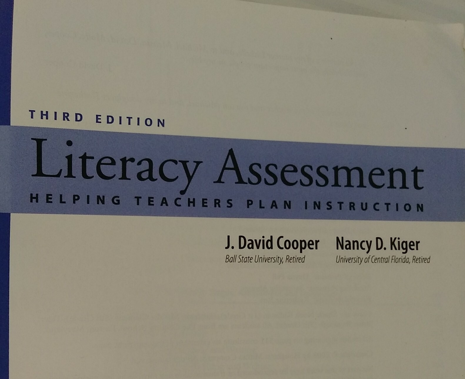 Literacy Assessment Helping Teachers Plan Instruction Education PB