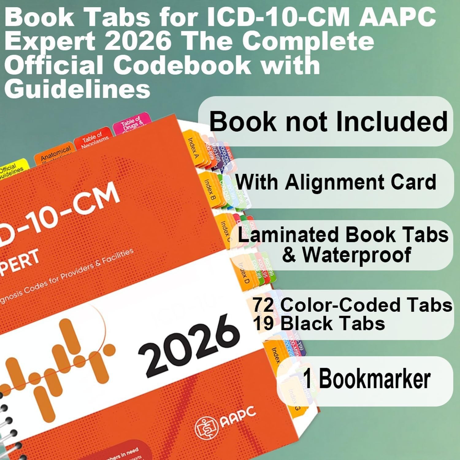 Durable Laminated PVC Medical Coding Tabs for 2026 CPT ICD-10 HCPCS Books