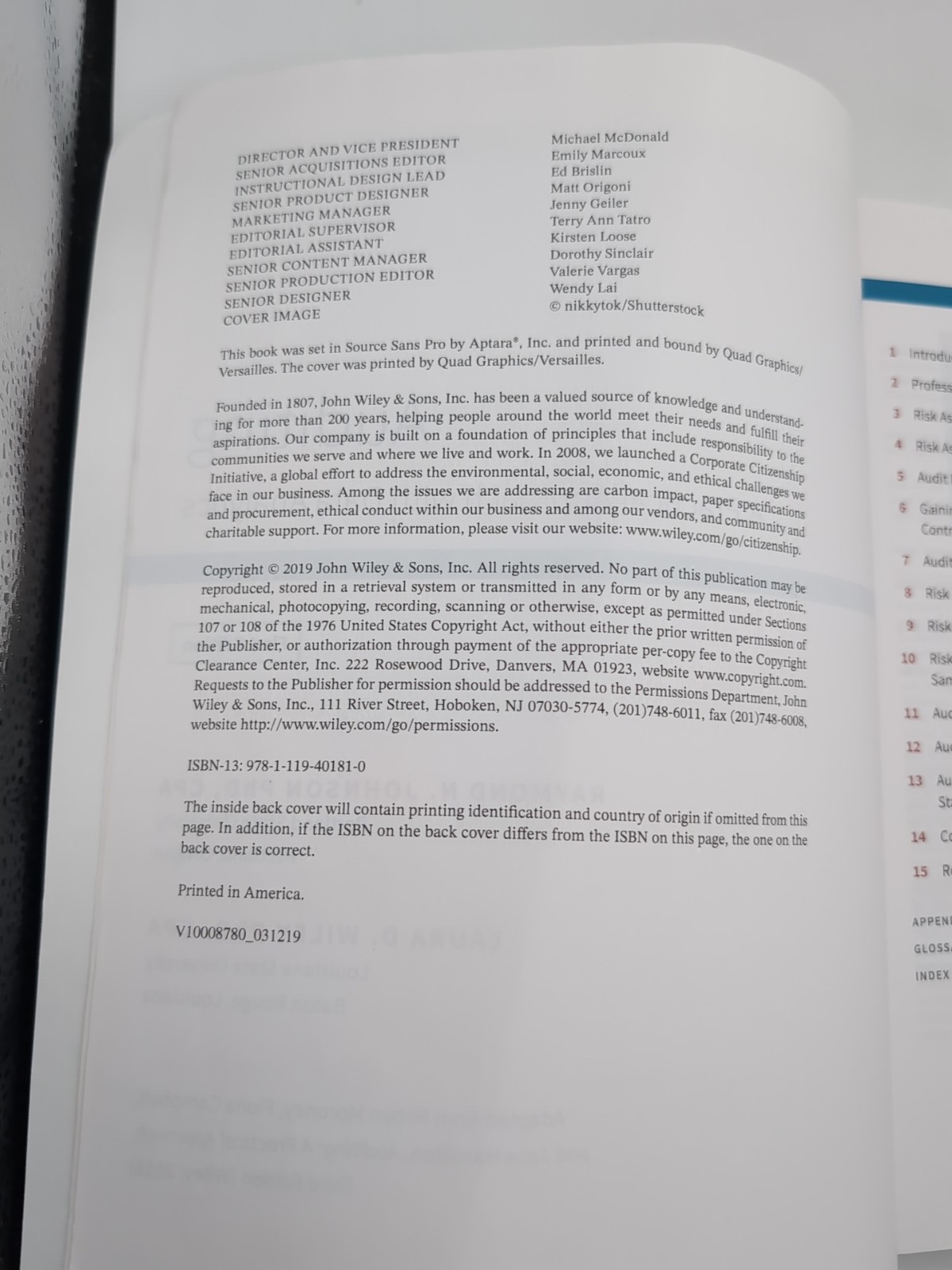 Auditing – Raymond Johnson Laura Wiley Instructor Evaluation Copy
