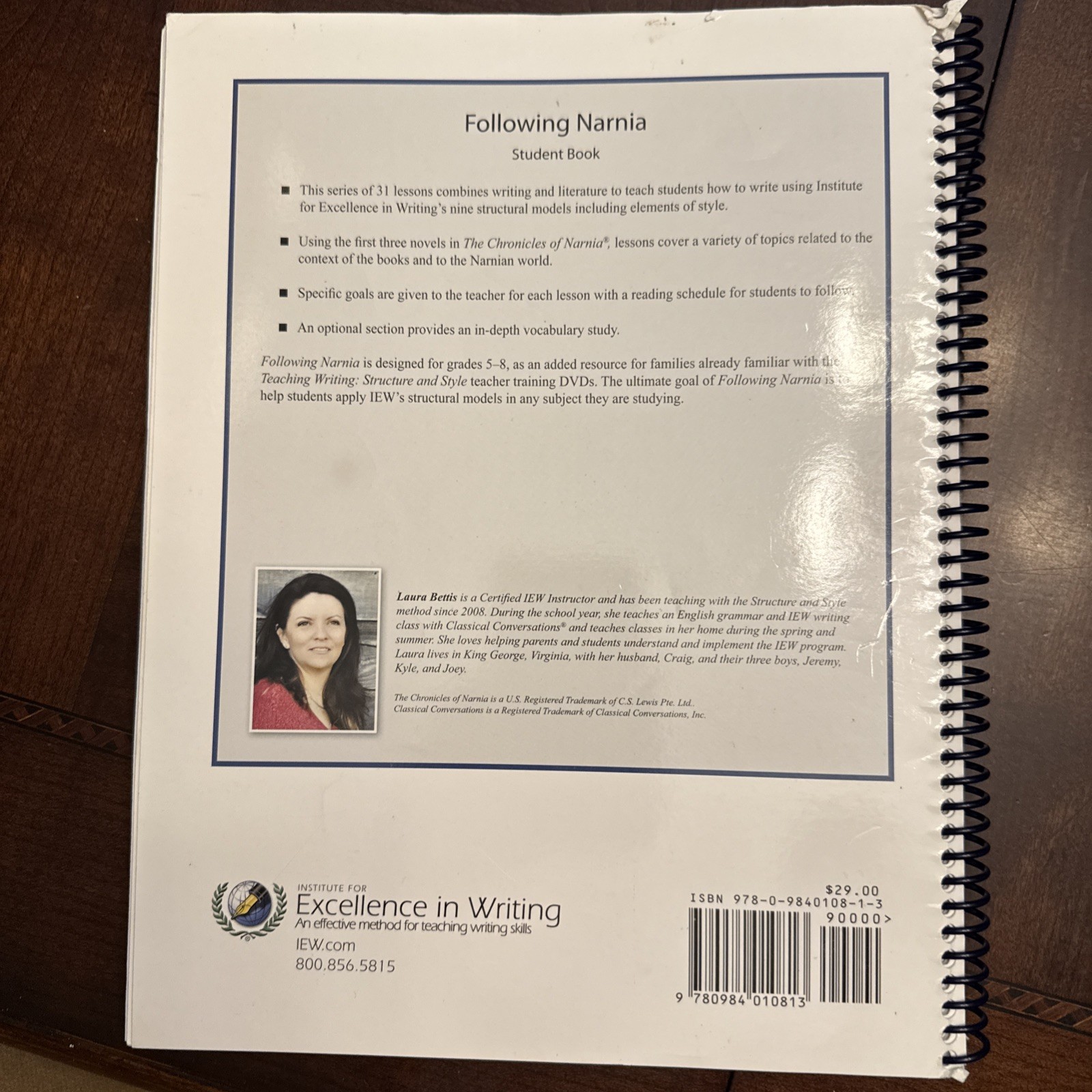 Following Narnia by Bettis (2012, Spiral) Excellence In Writing Student Book