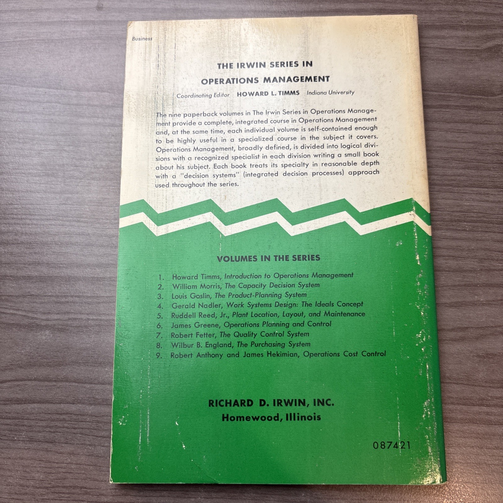 Operations Cost Control Robert N. Anthony & James N. Hekimian Irwin Series In Op