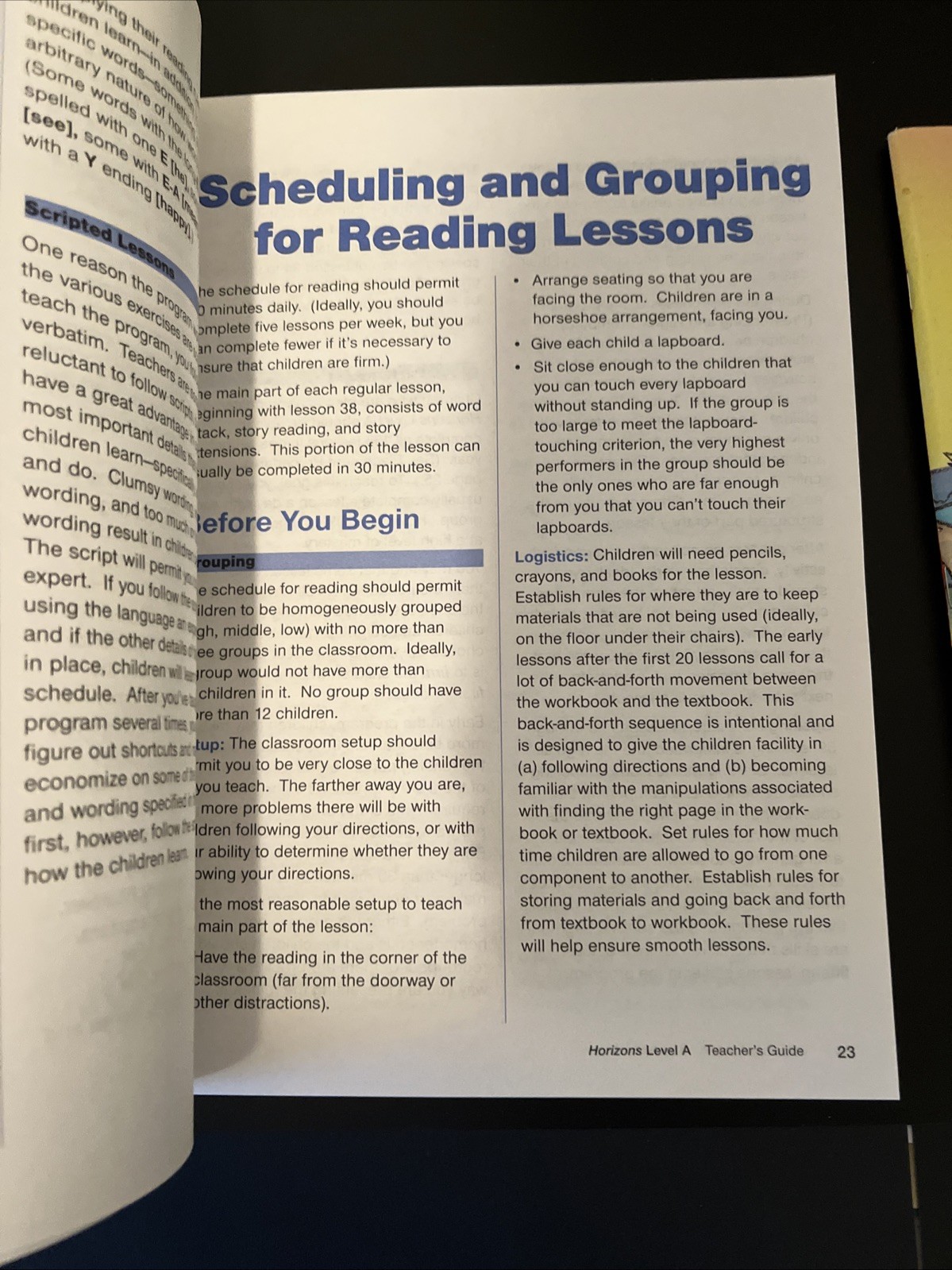 Horizons Learing To Read Level A Teachers Guide With 3 Level A Workbook 1 Books