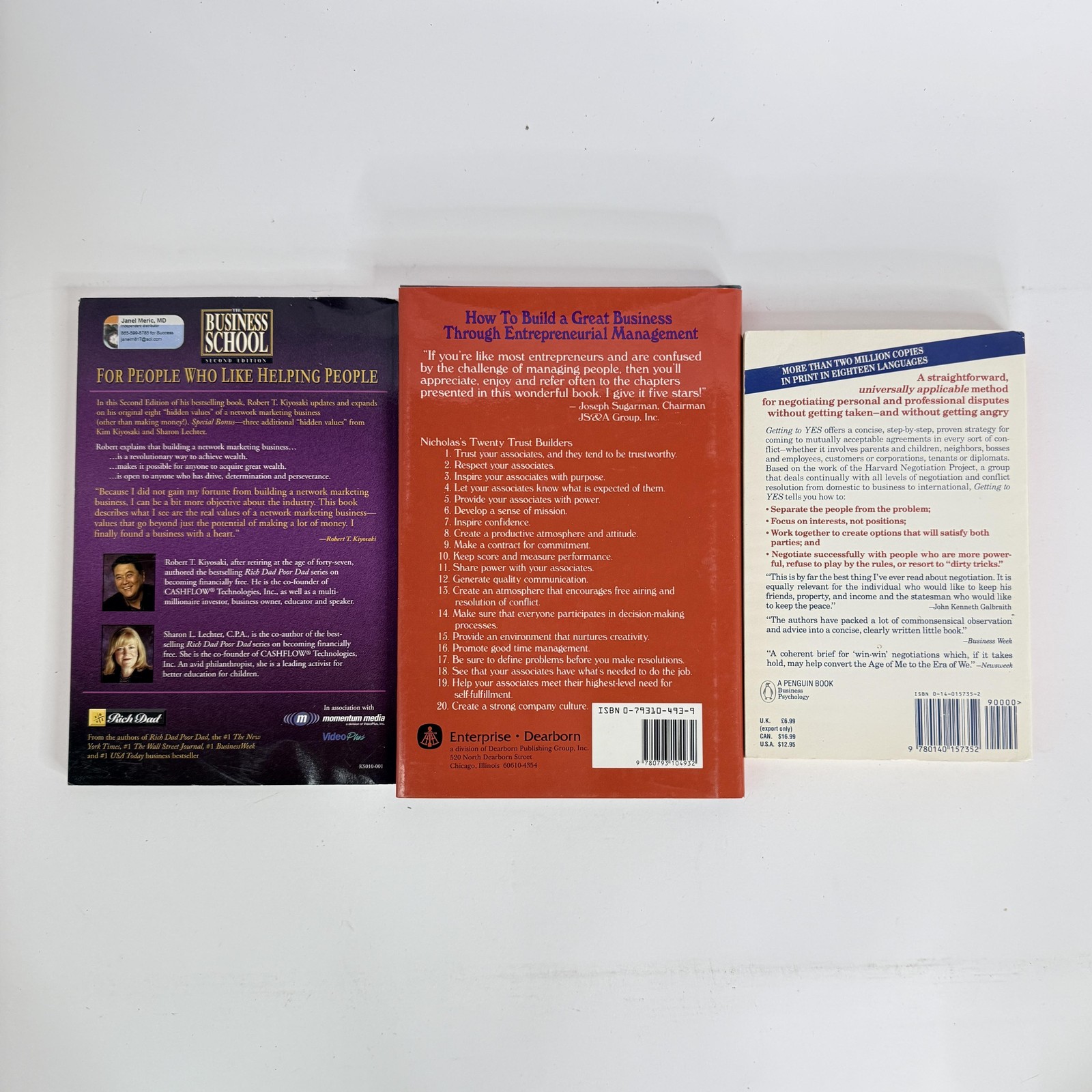 Lot 3 Business Leadership Negotiation Books Kiyosaki Fisher Ury PB