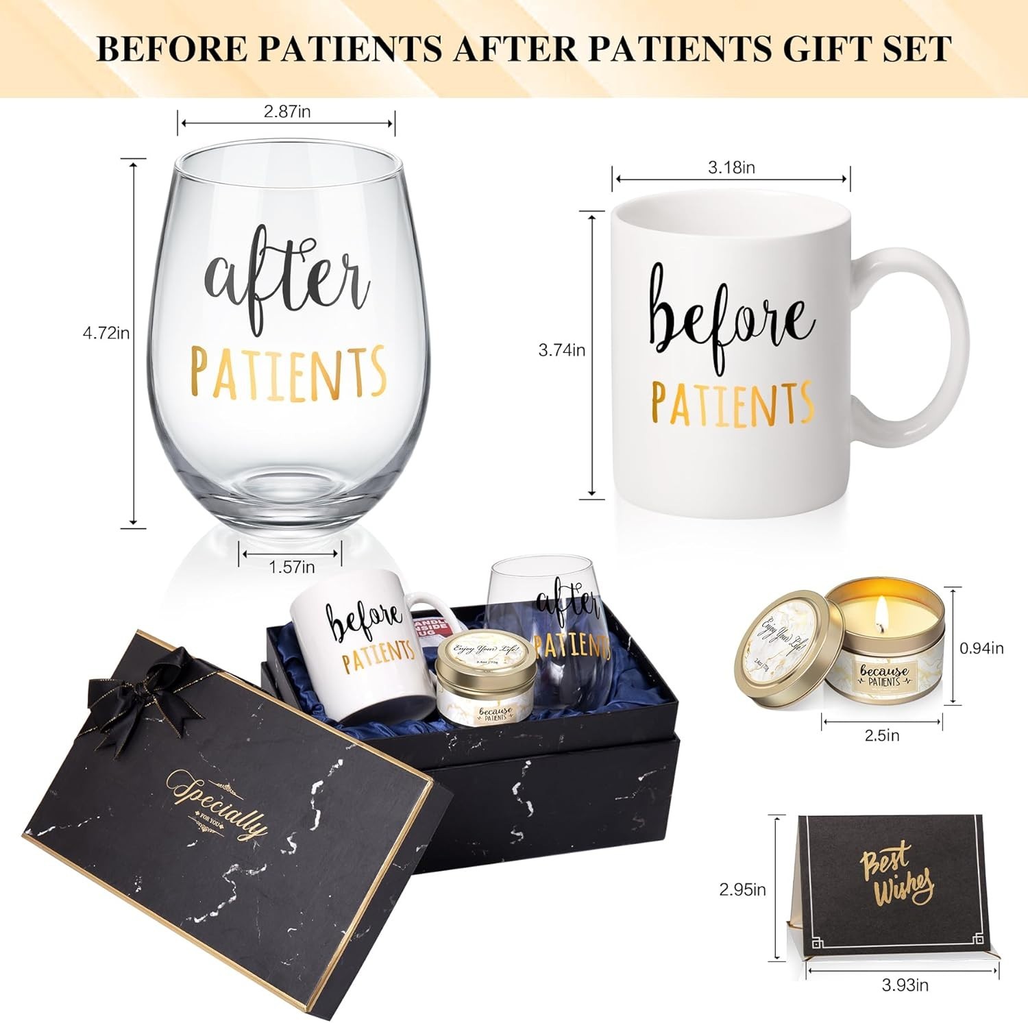 Before & After Patients 11oz Coffee Mug & 18oz Stemless Wine Glass Set – Nurs…
