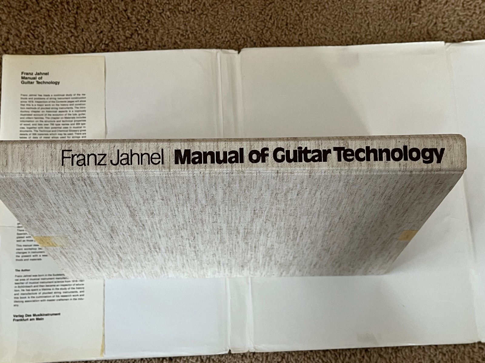 Manual of Guitar Technology Hard Cover, First English Edition, Franz Jahnel 1981