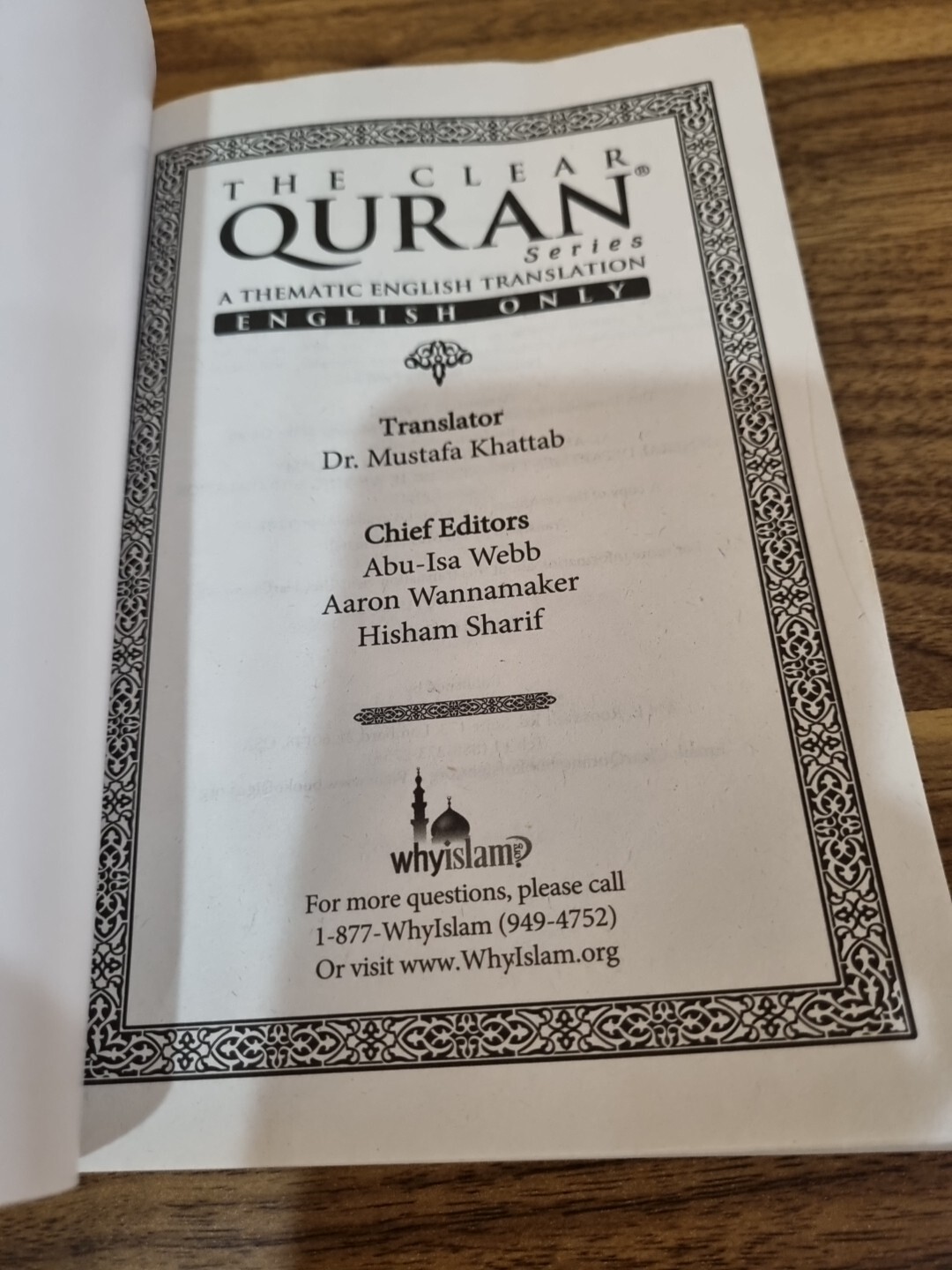 Clear Quran Series Thematic English Translation Mustafa Khattab Muslim Islam