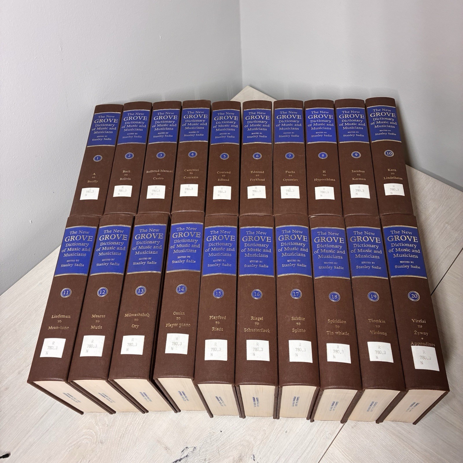 New Grove Dictionary Of Music And Musicians Stanley Sadie 20 Vol HB 1980 ExLib