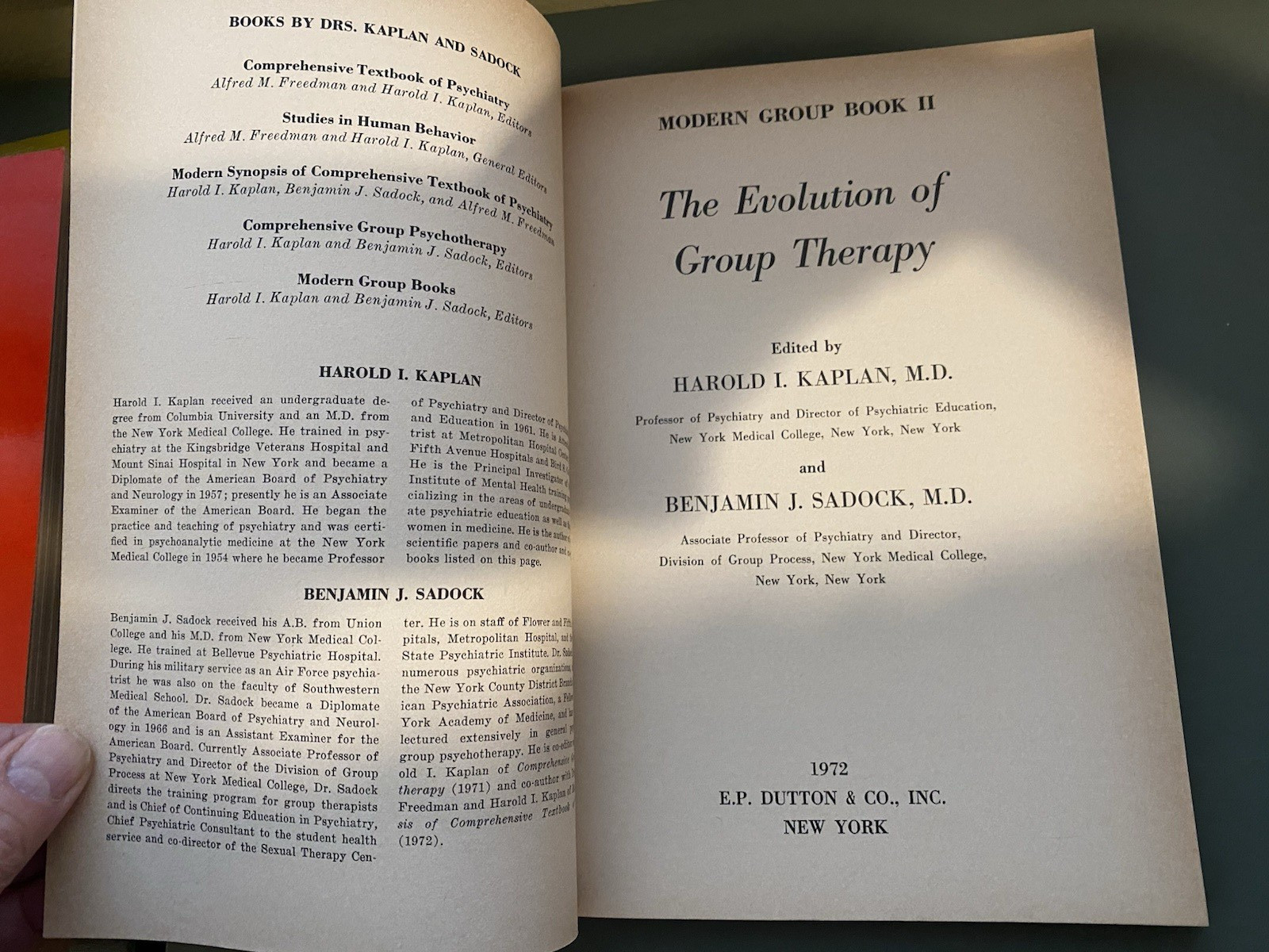 Lot of 4 Modern Group Books- Group Therapy 1st editions Harold I. Kaplan, M.D. +