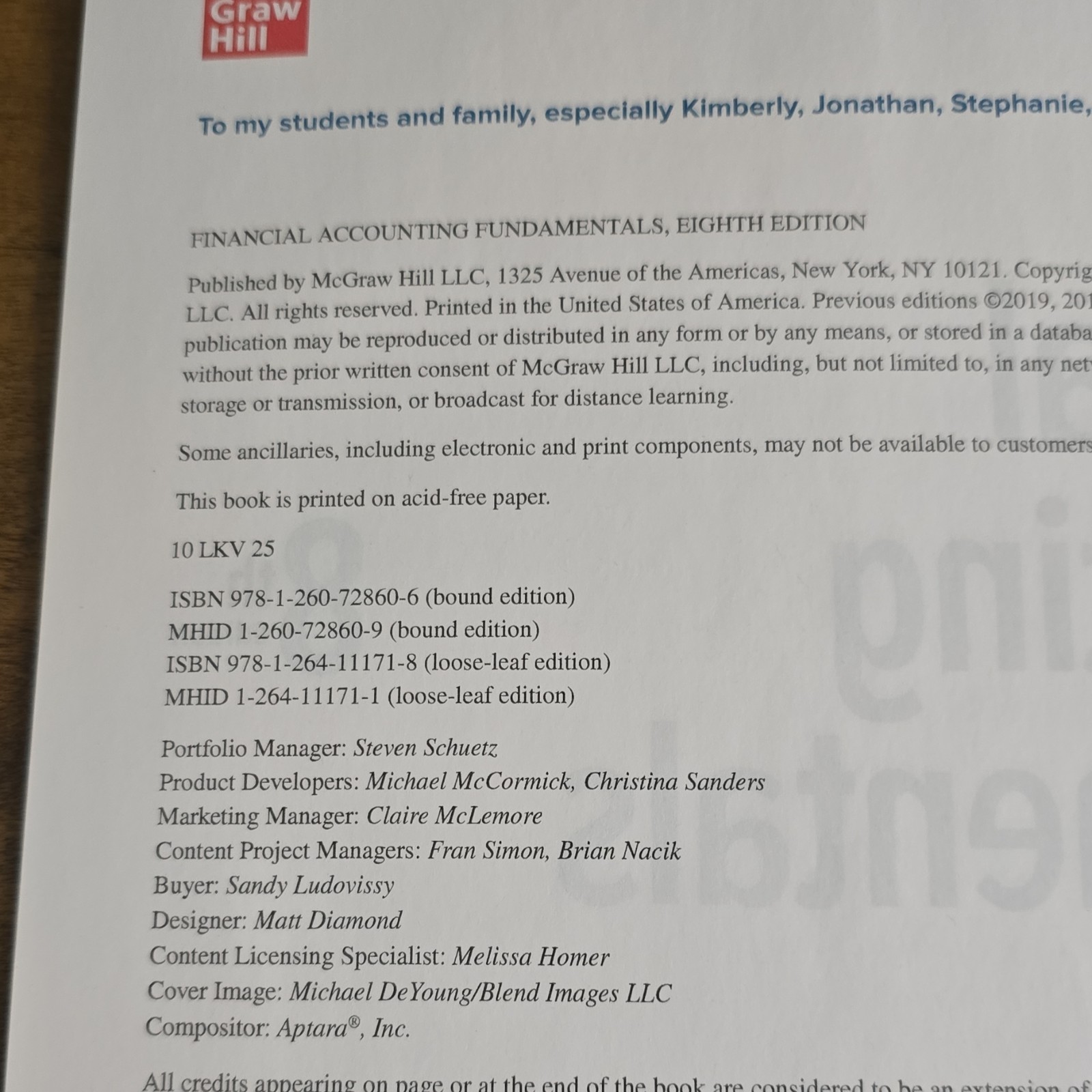 McGraw Hill Financial Accounting Fundamentals 8th Ed John J. Wild Ringbound
