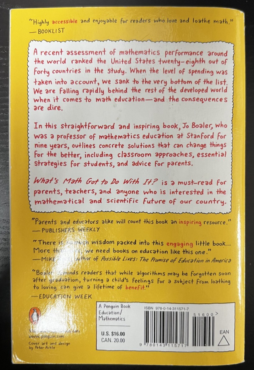 Whats Math got To Do With It? By Jo Boaler(2008,Paperback)