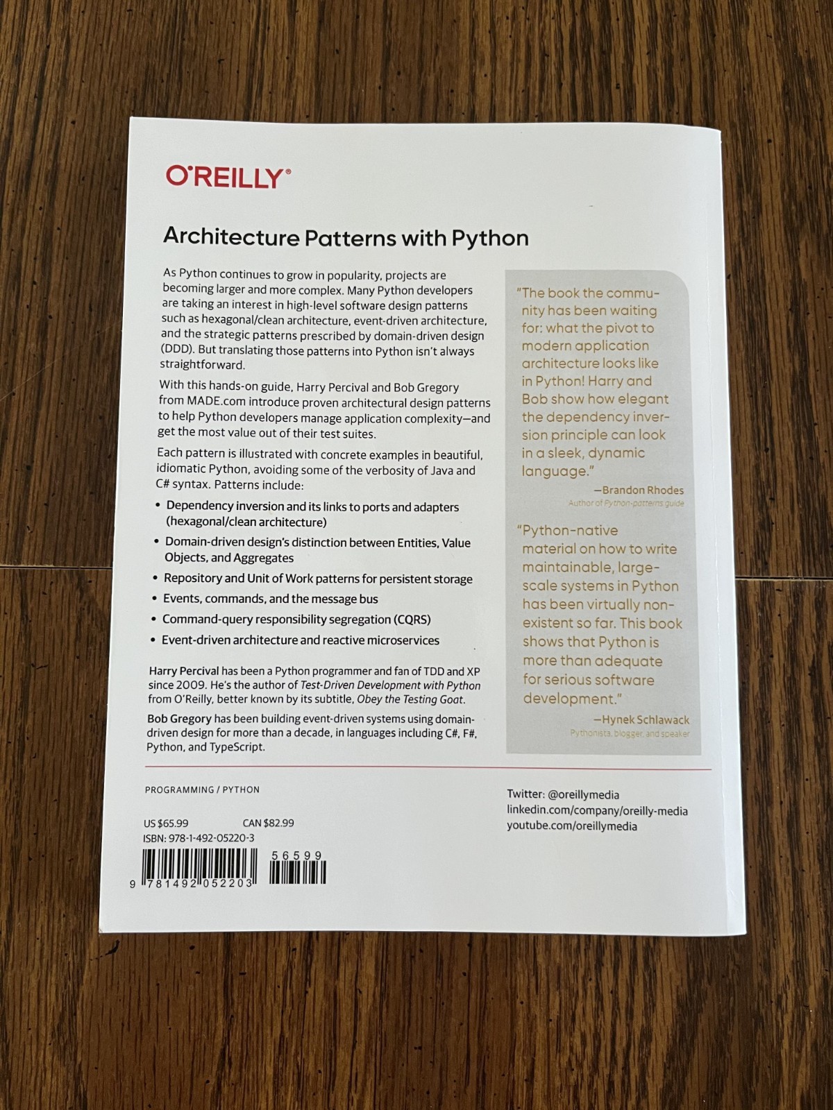 Architecture Patterns with Python by Harry J.W. Percival & Bob Gregory