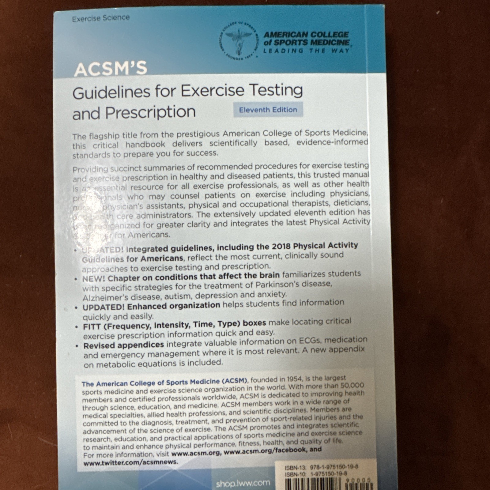 ACSM’s Guidelines for Exercise Testing And Prescription , 11th Edition