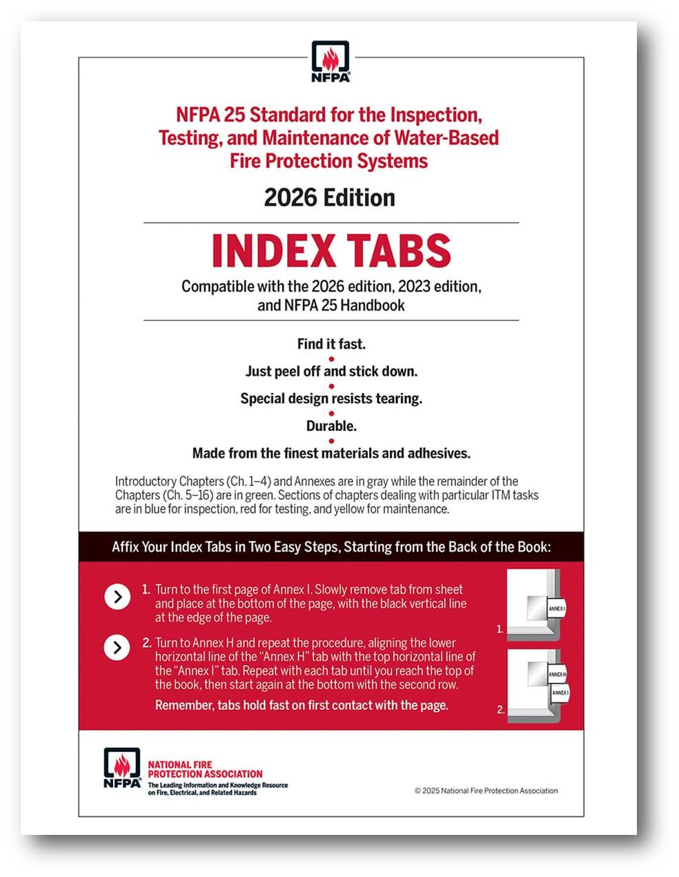 Professionally Tabbed & Highlighted NFPA 25 2023 Edition Stds for Inspections