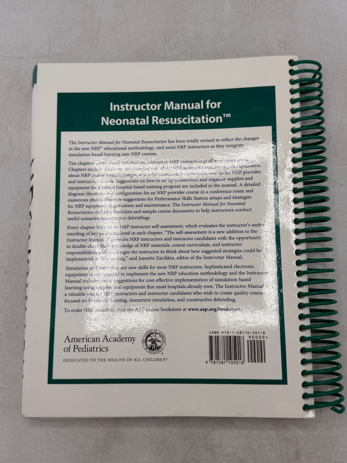 Neonatal Resuscitation Instructor Manual 5th Ed 2011 AHA AAP Spiral-Bound