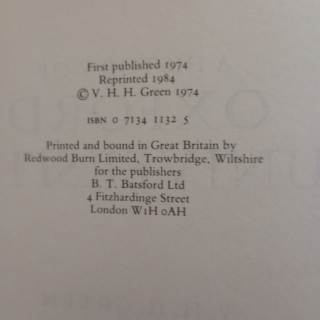 History of Oxford University by Green, V. H. H. Hardback Book 1984 Reprint EUC