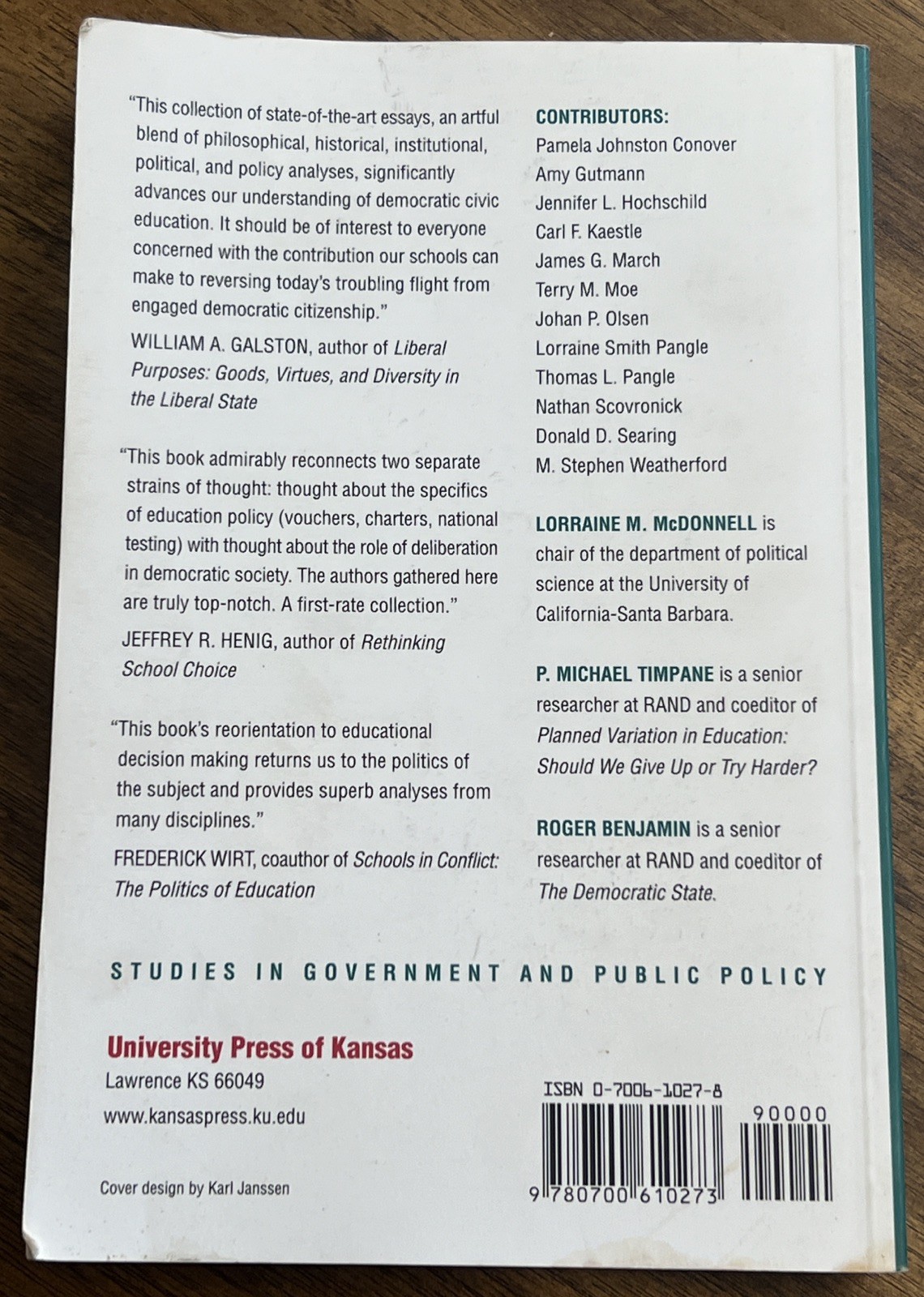 Studies in Government and Public Policy Ser.: Rediscovering the Democratic…