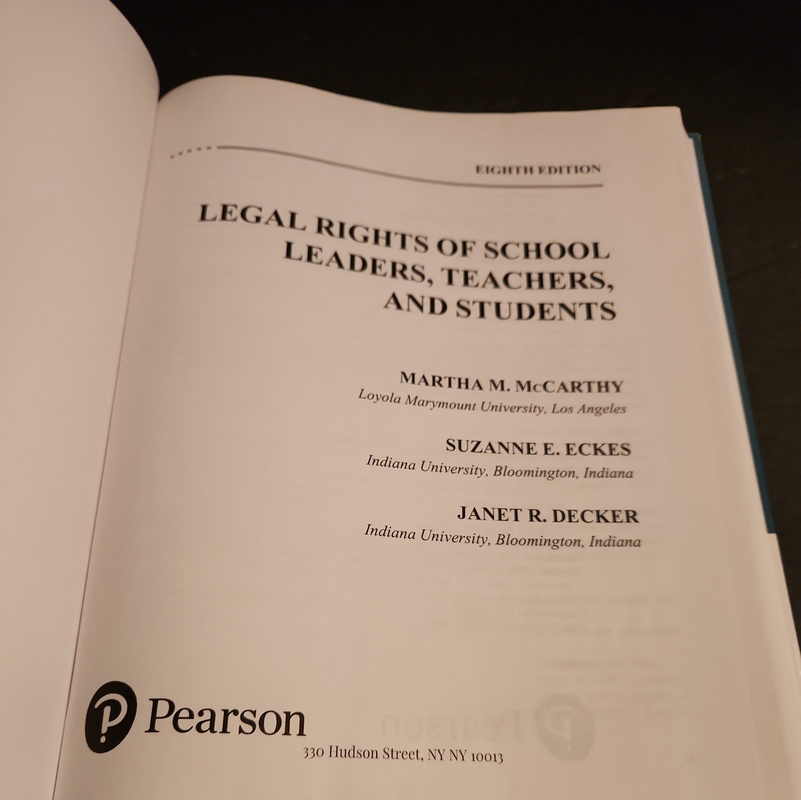 2019 PEARSON Legal Rights School Leaders Teachers Students 8th ed hardcover
